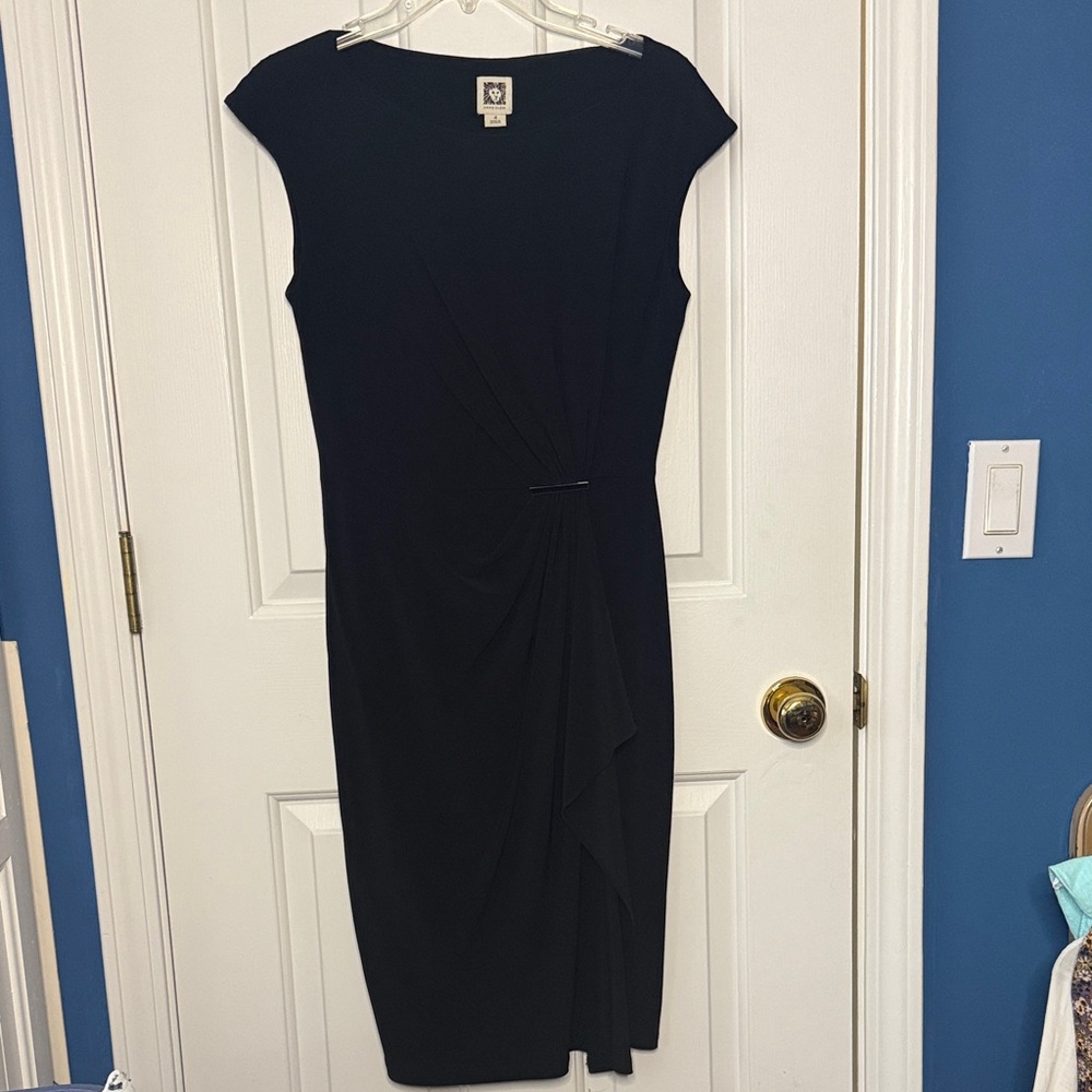 Anne Klein Black Midi Sheath Dress Size 4